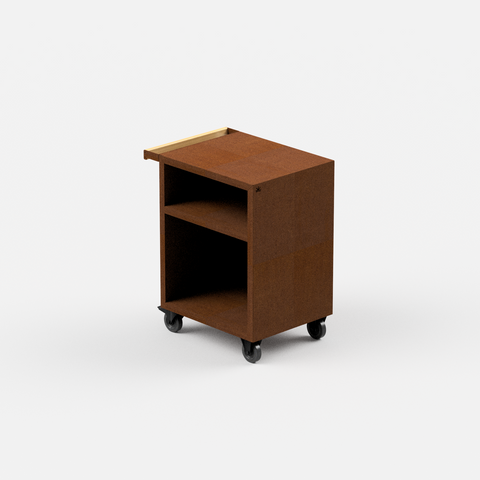 Desserte de brasero en acier corten - cuisine exterieur avec plan de travail 60cm